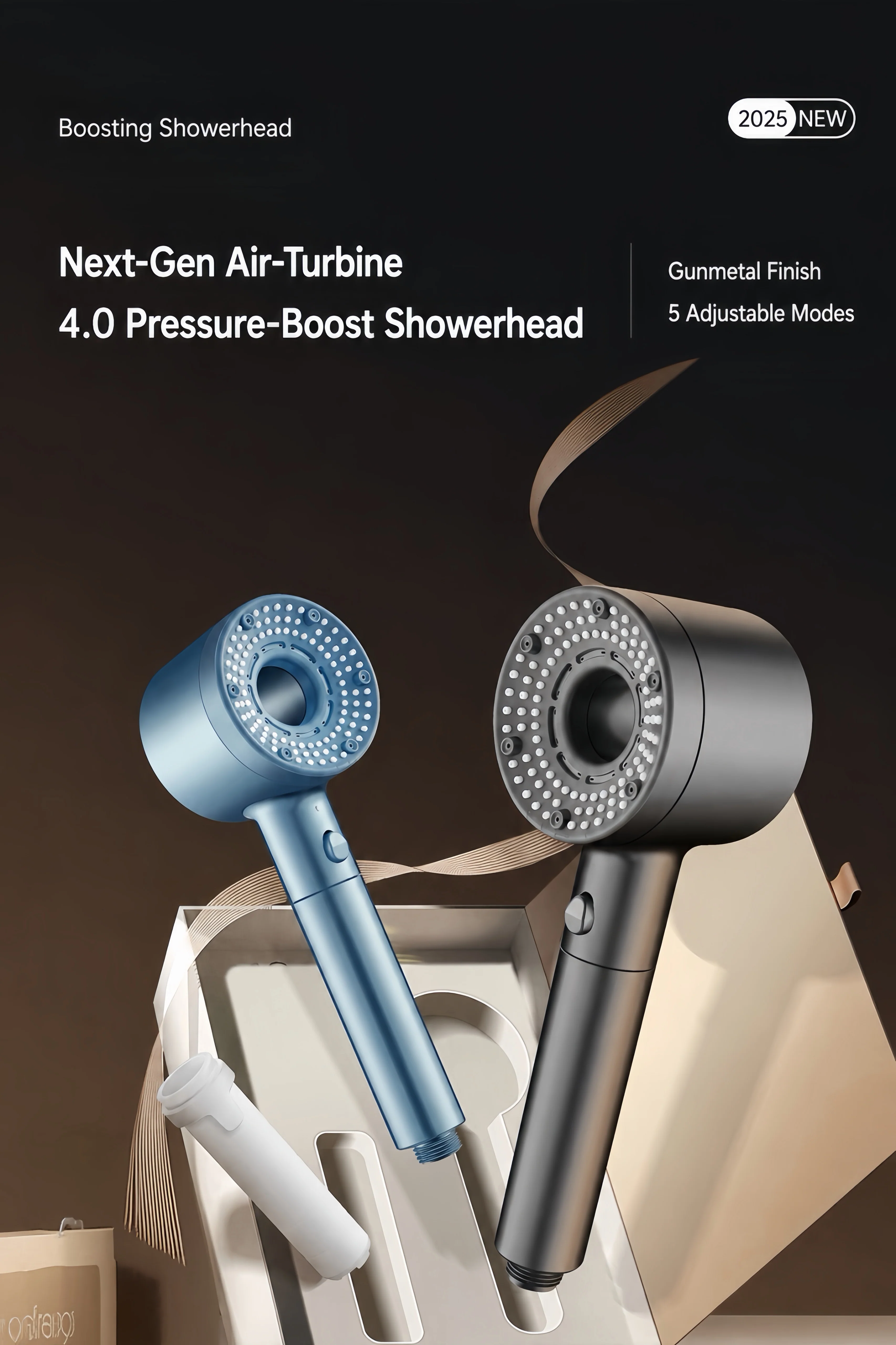 [GOLD] TurboFlow 5-Mode Filtered Showerhead with 5 Filter Cartridges - Image 2